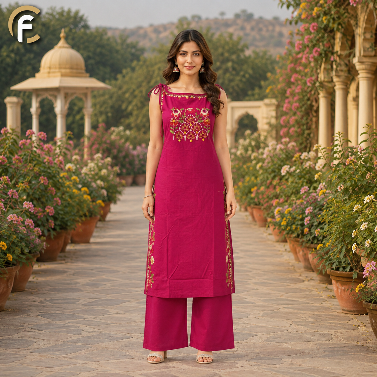 Hot Pink Spaghetti Kurti Set