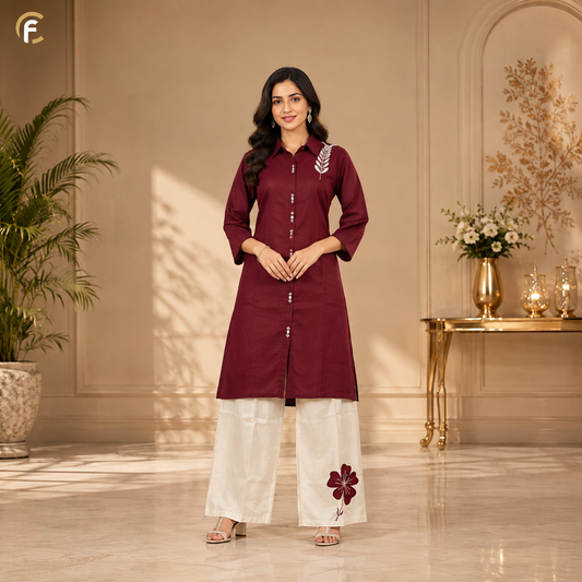 Red & White Co-ord Set with Palazzo