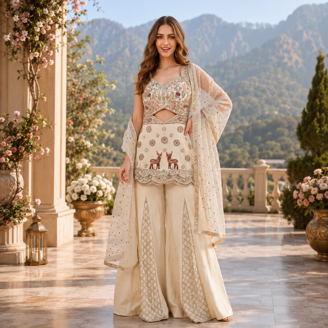 Ivory Palazzo Set with Beautiful Design