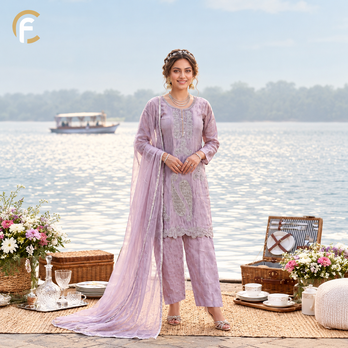 Lavender Short Kurti with Palazzo