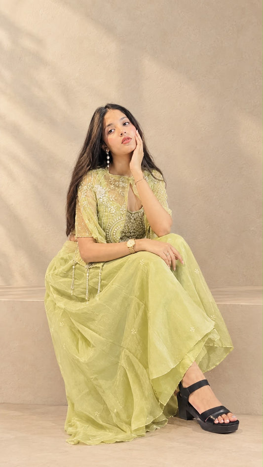 Beautiful crop top Plazo with Sharag