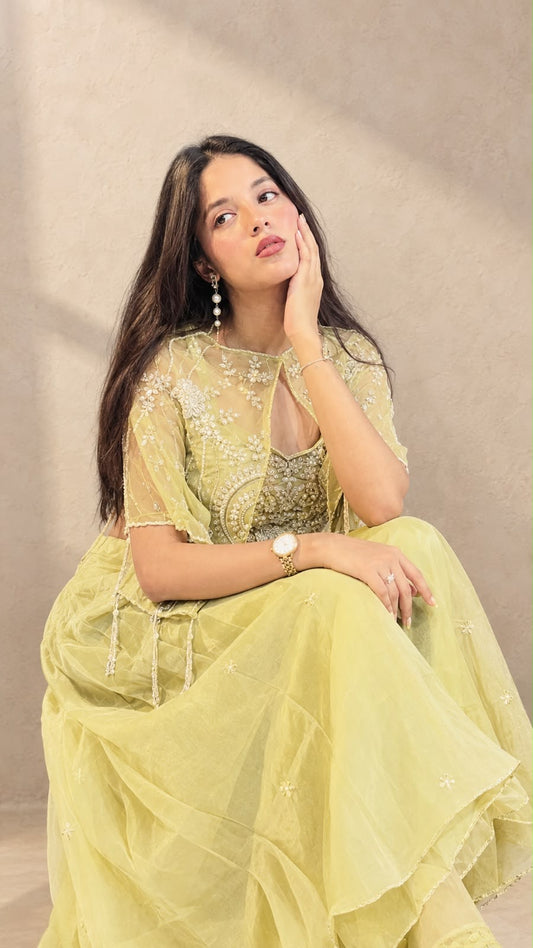 Beautiful crop top Plazo with Sharag