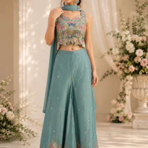 Crop Top Plazo With Dupatta