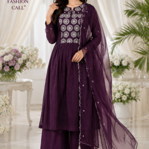 Anarkali Wine Color Lite Work