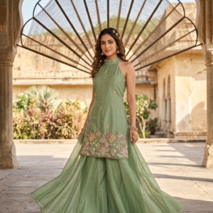 Green Short Kurti With Plazo