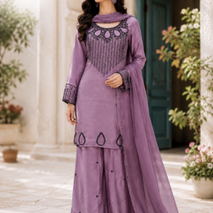 Dark Purple Kurti Plazo Dupatta