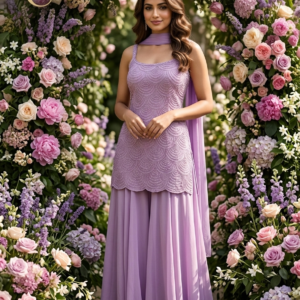 Strip Pearl Work Lilac Color