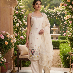 Strip Pattern Kurti Pant Half White