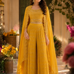Yellow Garara With Sharag Full Work Set
