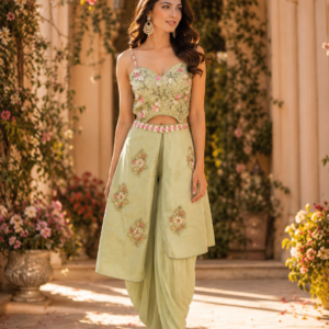 Pista Green Dhoti Jumpsuit