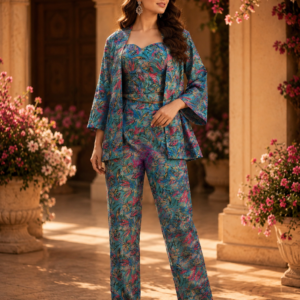 Multi Color Print Blazer Pattern Cord Set