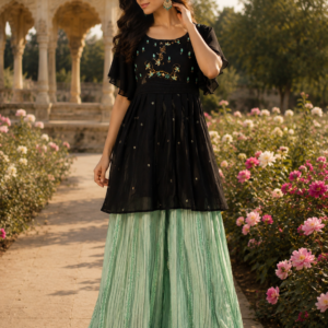 Peplum Top With Skirt And Duppata Work