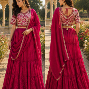 Beautiful Drape Saree On Skirt Red Color