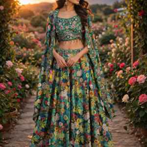 Multi Color Skirt Top With Apple Cut Sharag