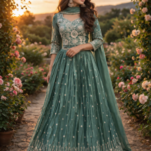 Pista Thread Work With Heavy Duppata