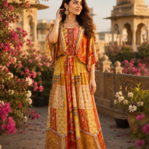 Printed Yellow With Blazer Sharag