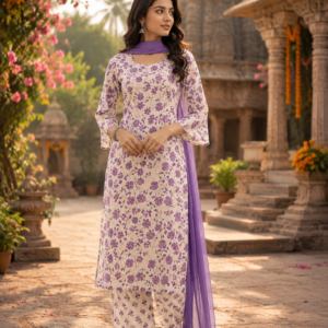 Cotton Printed Suit With Dupatta