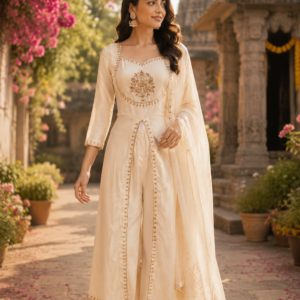 Front Cut Half White Beautiful Anarkali Pattern