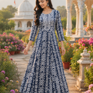 Single Long Kurti White Printed