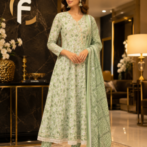Green Cotton Anarkali