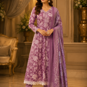 Peach Printed Anarkali
