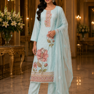 Sky Blue Chikankari Suit