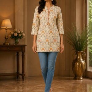 White Printed Short Kurti
