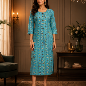 Sky Blue Printed Single Kurti