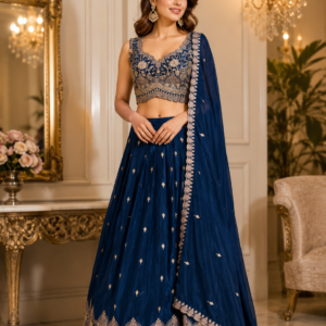 Blue Lehenga With Heavy Duppata