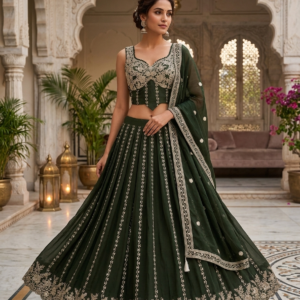 Green Cord Top Lehenga