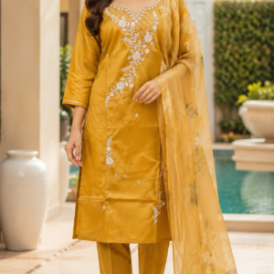Mustard Yellow Embroidered Suit